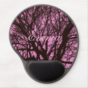 Cute Personalized Pink Nature Trees Gel Mouse Pad