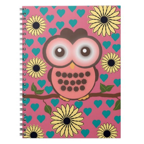 Cute Personalized Pink Owl Notebook