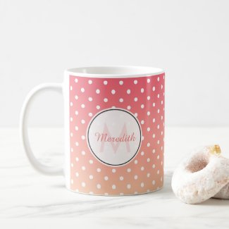 Cute Personalized Pink Polka Dot Ombre