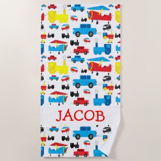 Cute Personalized Planes, Trains and Cars Pattern