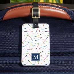 Cute Personalized Player Monogram Golf Pattern Luggage Tag