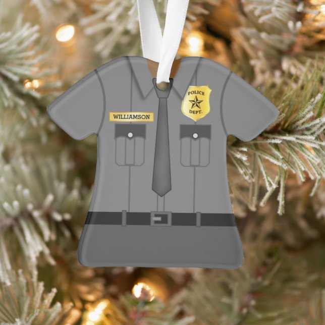 Cute Personalized Police Officer Ornament (Tree)
