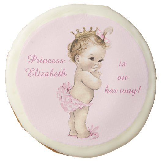 Cute Personalized Princess Baby Shower Sugar Cookie (Front)