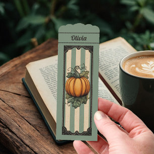Cute Personalized Pumpkin Bookmark