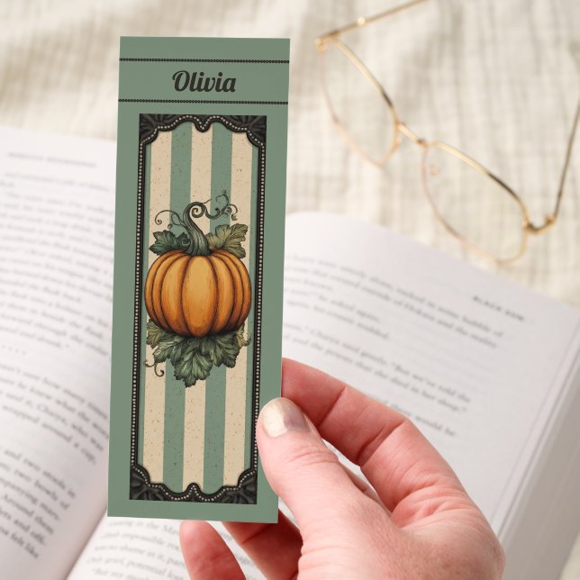 Cute Personalized Pumpkin Bookmark  (Hand)
