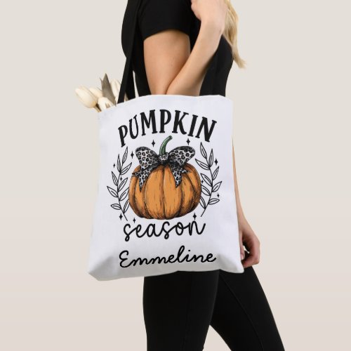 Cute Personalized Pumpkin Trick Or Treat Tote Bag