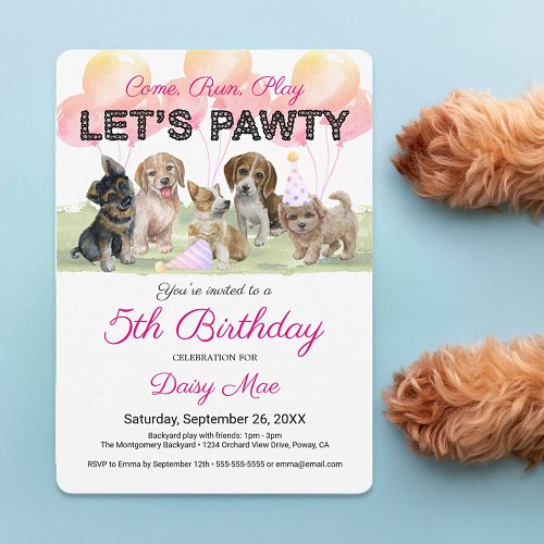 Cute Personalized Puppy Dog Birthday Party Invitation