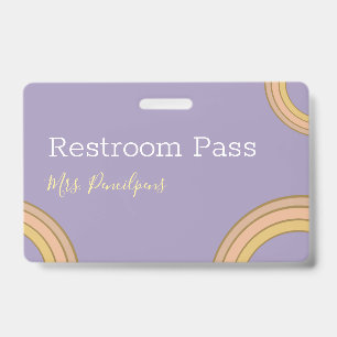 Cute Personalized Purple Boho Rainbow Hall Pass  Badge
