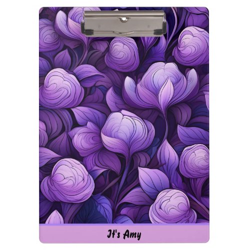 Cute Personalized Purple flowers  Clipboard