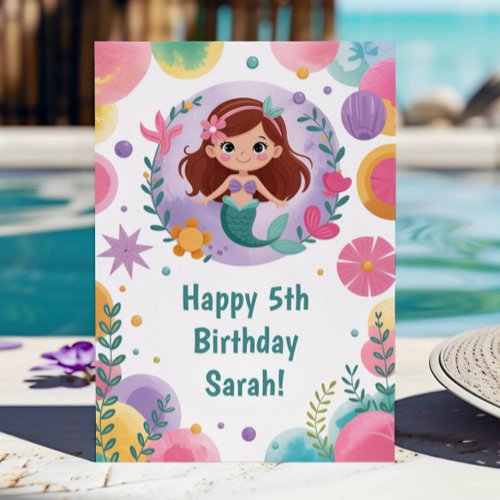 Cute Personalized Purple Mermaid Birthday