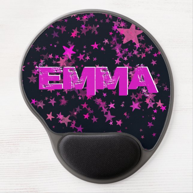 Cute Personalized Purple Stars Gel Mouse Pad (Front)