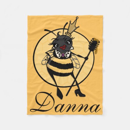 Cute Personalized Queen Bee Fleece Blanket