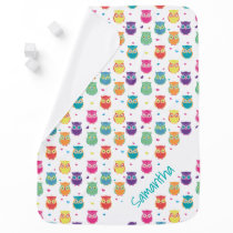 Cute Personalized Rainbow Owl Pattern Baby Baby Blanket