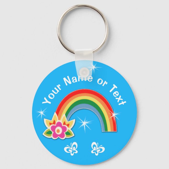 Cute Personalized Rainbow Party Favors for Girls Keychain (Front)
