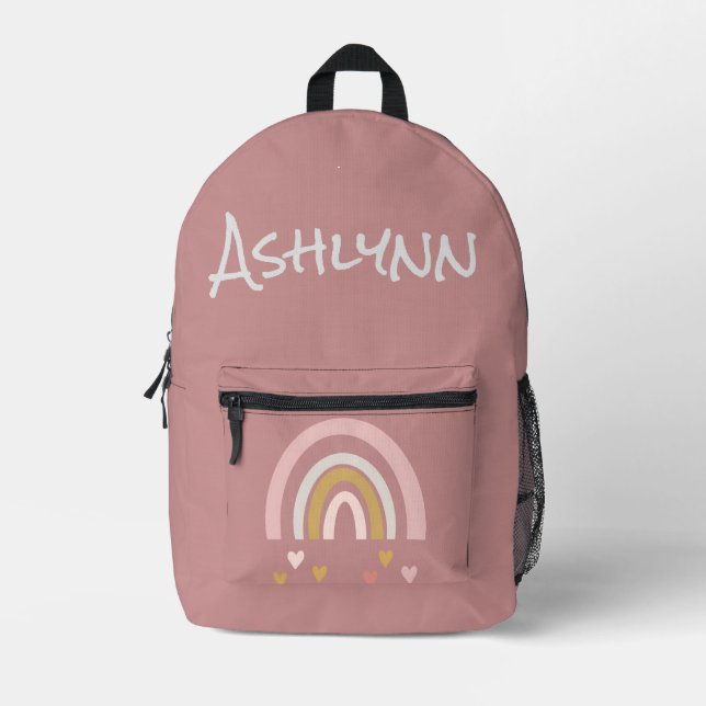 Cute Personalized Rainbow Printed Backpack (Front)