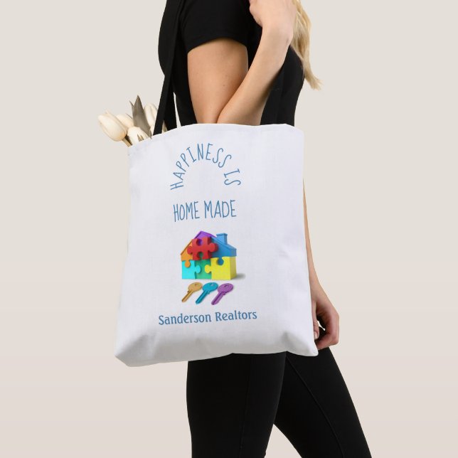 Cute Personalized Realtor Estate Agent Tote Bag (Close Up)