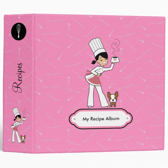 Cute Personalized Recipe Binder for Girls (Front/Spine)