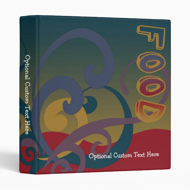 Cute Personalized Recipe Book, Retro Swirl Binder (Front/Spine)