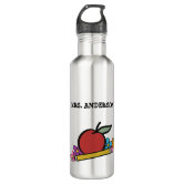 Preppy Pineapple Apple Personalized Teacher Water Bottle