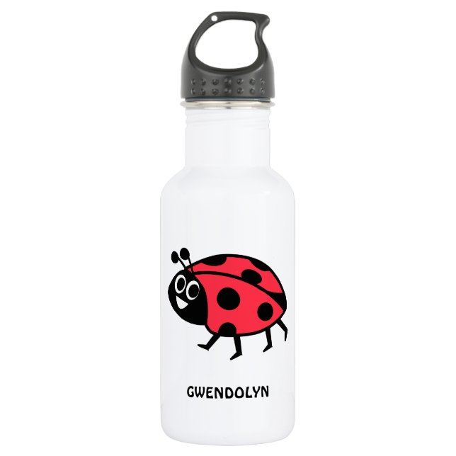 Cute Personalized Red Cartoon Ladybug Kids Stainless Steel Water Bottle (Front)