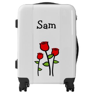 Personalized Red Flowers Suitcase