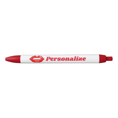 Cute personalized red glossy kiss lips icon girls blue ink pen