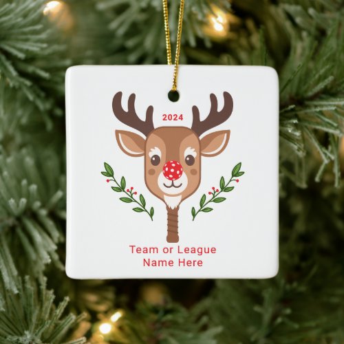 Cute Personalized Reindeer Pickleball Ornament