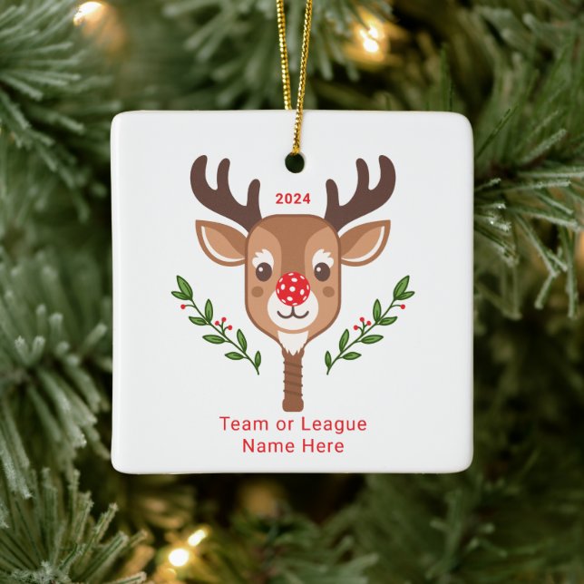 Cute Personalized Reindeer Pickleball Ornament (Tree)