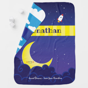 Cute Personalized Reversible Night Day Baby Blanket