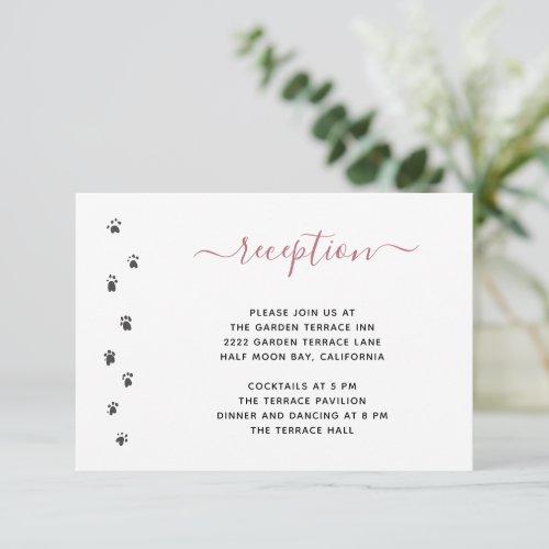 Cute Personalized Rose Gold Pet Wedding Reception Enclosure Card