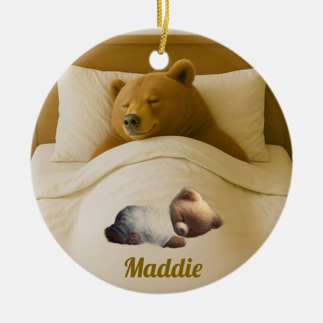 Cute Personalized Round Bear Acrylic Ornament (Front)