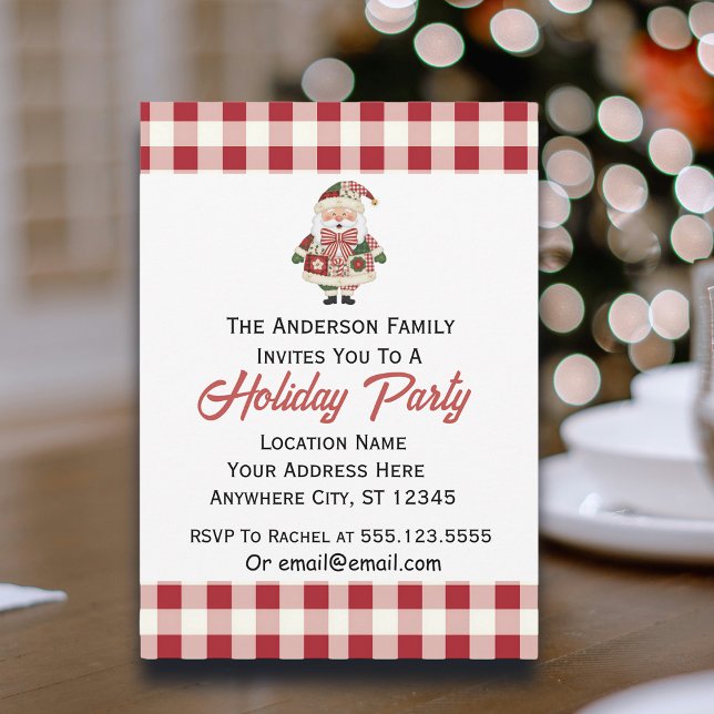 Cute Personalized Santa Christmas Holiday Invitation (Creator Uploaded)