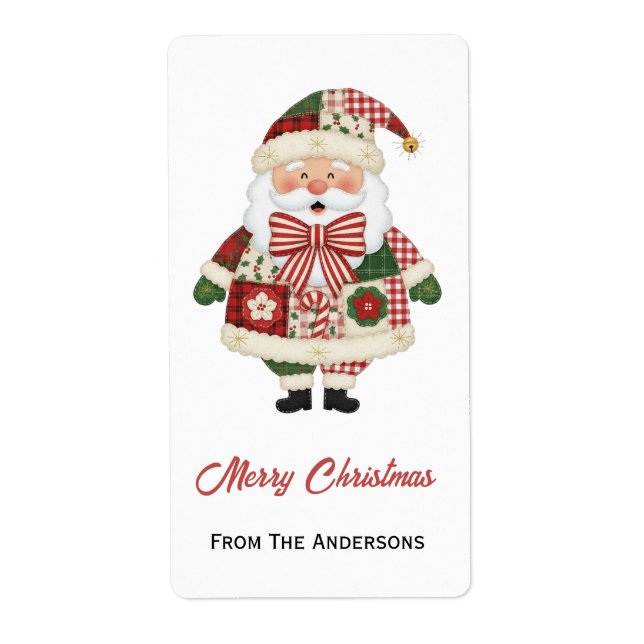 Cute Personalized Santa Christmas Holiday Label (Front)