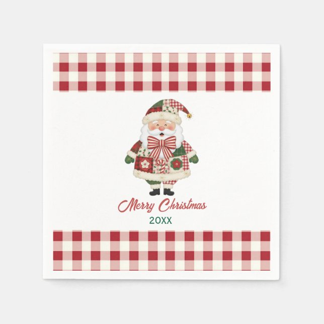 Cute Personalized Santa Christmas Holiday Napkins (Front)