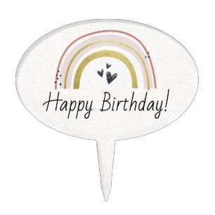 Cute Personalized Scandi Rainbow Cake Topper