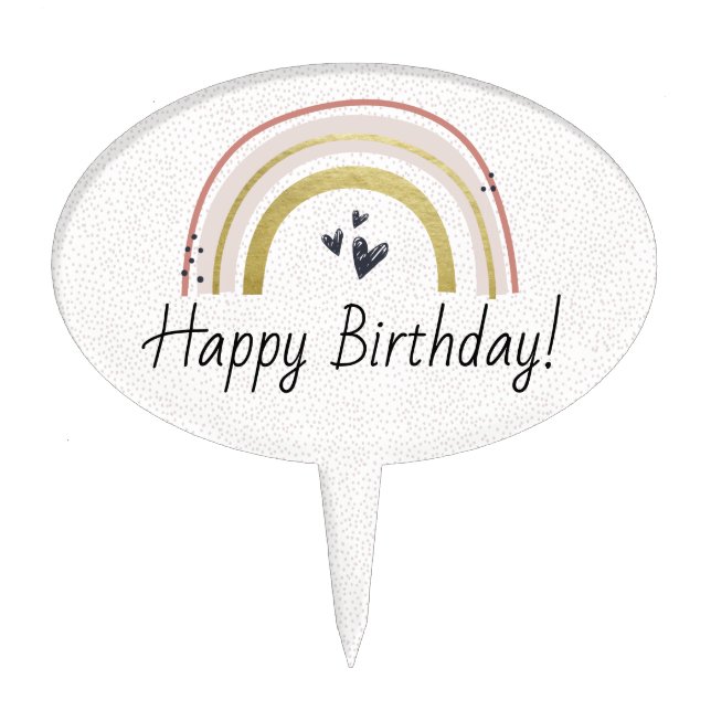 Cute Personalized Scandi Rainbow Cake Topper (Front)