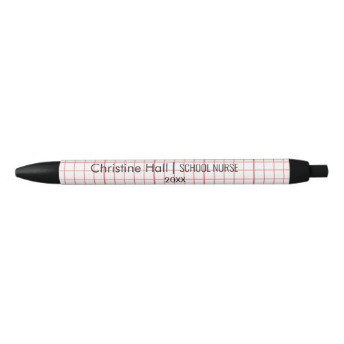 cute personalized school nurse name grid black ink pen