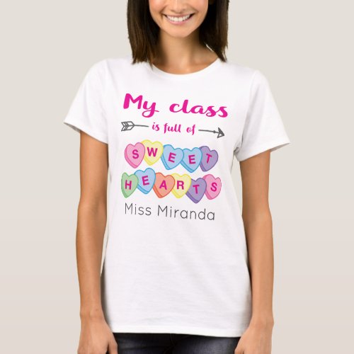 Cute Personalized School Teacher Valentines Day T_Shirt