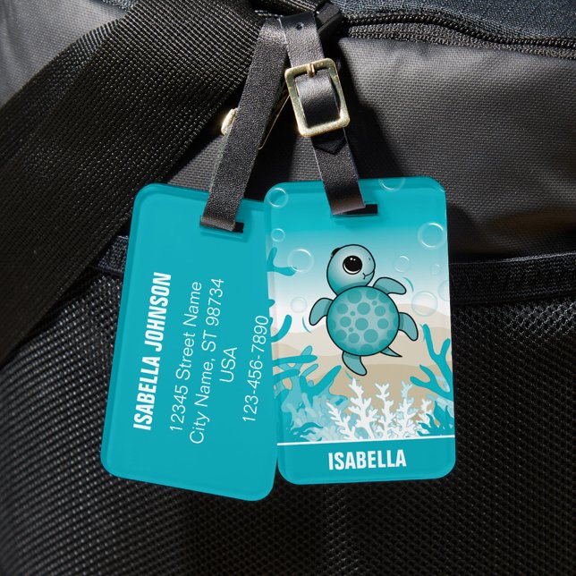 Cute Personalized Sea Turtle Luggage Tag (Creator Uploaded)
