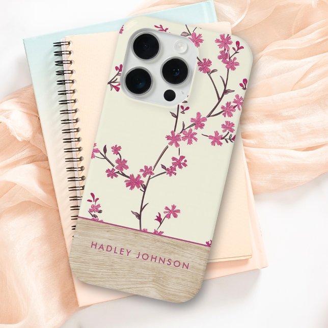 Cute Personalized Shabby Chic Floral Wood Monogram Case-Mate iPhone Case (Creator Uploaded)