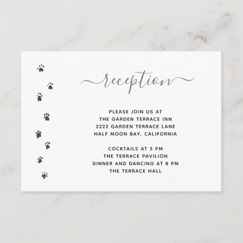 Cute Personalized Silver Pet Wedding Reception Enclosure Card
