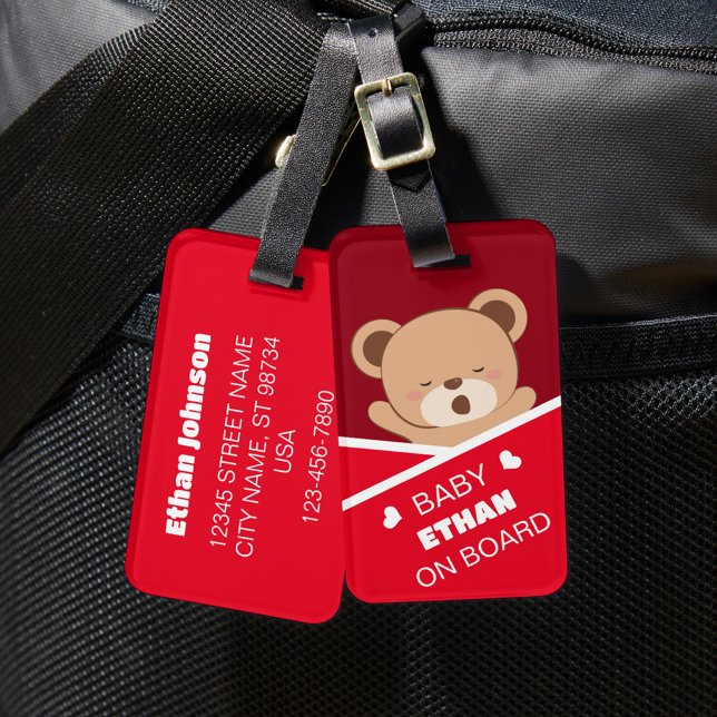 Cute Personalized Sleepy Baby Bear Luggage Tag (Creator Uploaded)
