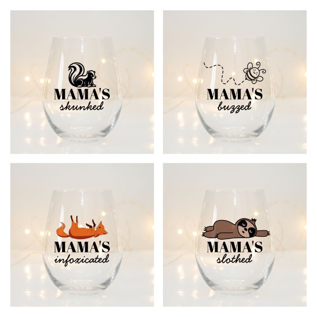 Cute Personalized Sloth Fox Bee And Fox Cool Funny Stemless Wine Glass (Creator Uploaded)