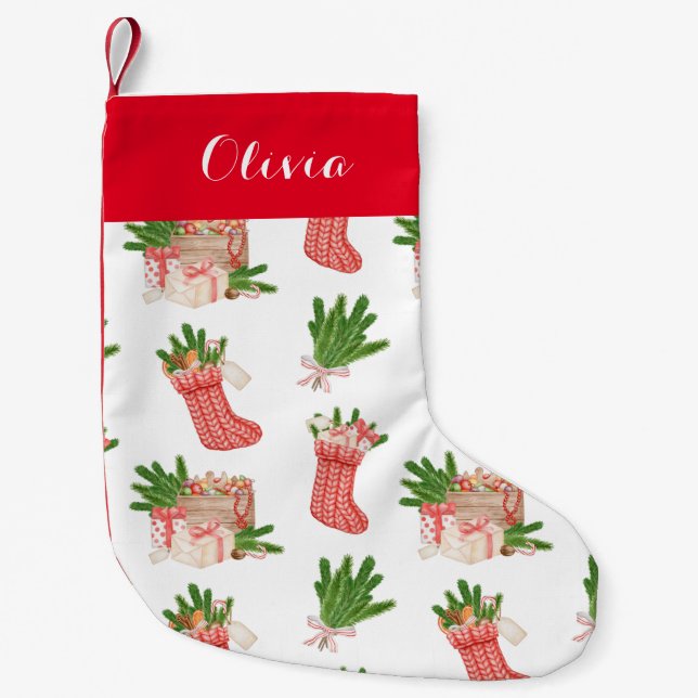 Cute Personalized  Small Christmas Stocking (Front)