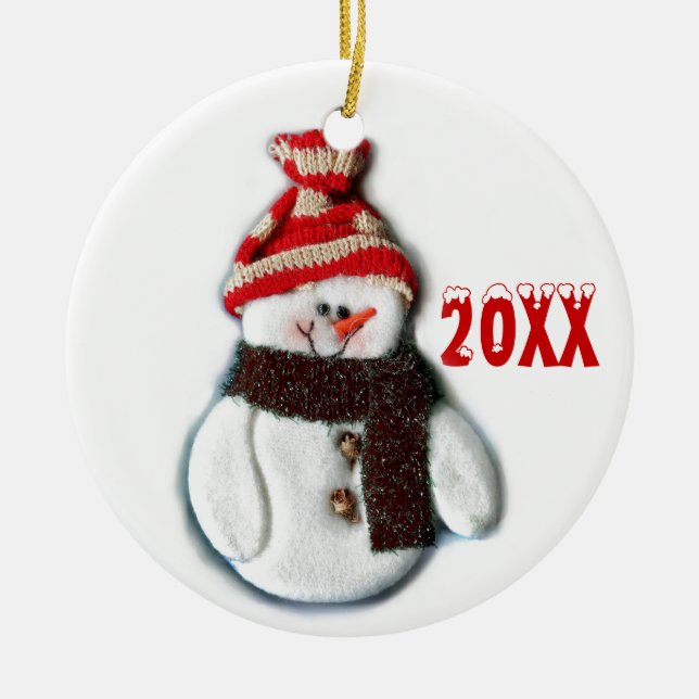 Cute Personalized Snowman Ornament (Front)