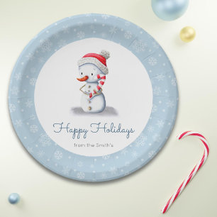Cute Personalized Snowman Paper Plates