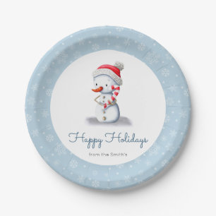 Cute Personalized Snowman Paper Plates
