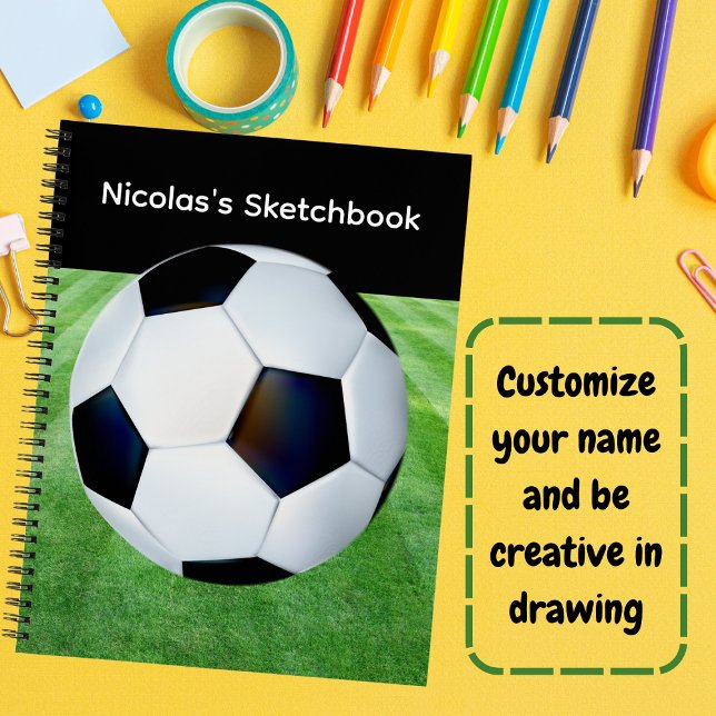 Cute Personalized Soccer sketchbook for kids Notebook (Creator Uploaded)