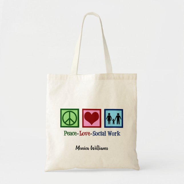 Cute Personalized Social Worker Tote Bag (Front)