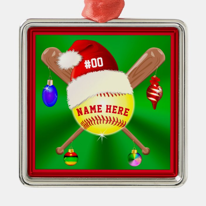 Cute Personalized Softball Christmas Ornaments